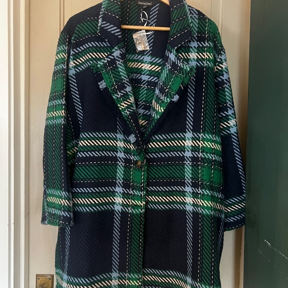 Green Plaid blanket Women's Coat